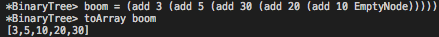 Binary tree toArray